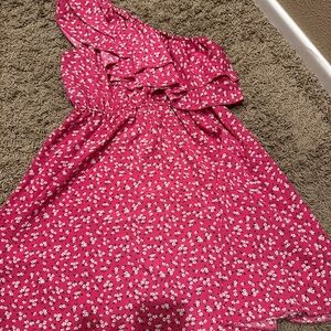 SHEIN Pink Floral One-Shoulder Dress